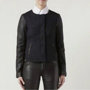 Joe’s tillie navy brocade and black moto motorcycle Jacket medium